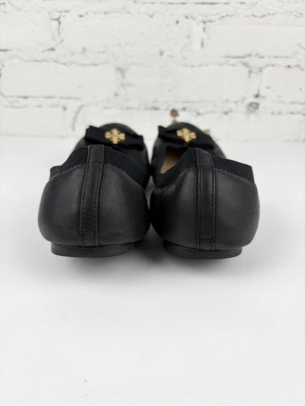 Tory Burch Sedgwick Elastic Ballet Flats Bow Logo Toe 10.5